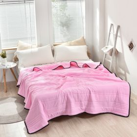 Pure Color Washed Air Conditioner Summer Cooling Thin Single Double Washable Quilt (Option: Pink-180x220)