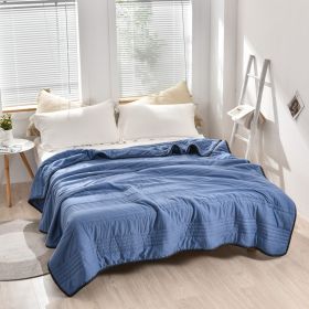 Pure Color Washed Air Conditioner Summer Cooling Thin Single Double Washable Quilt (Option: Dark Blue-100x150cm)