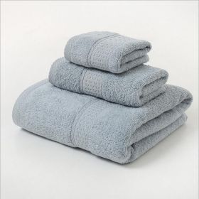 Pure Cotton Plain Broken Covers Long-staple Cotton Three-piece Suit Of Bath Towel (Option: Medium Gray-3pcs Set)