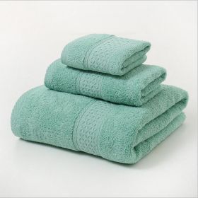 Pure Cotton Plain Broken Covers Long-staple Cotton Three-piece Suit Of Bath Towel (Option: Emerald Green-3pcs Set)