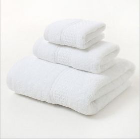 Pure Cotton Plain Broken Covers Long-staple Cotton Three-piece Suit Of Bath Towel (Option: White-3pcs Set)