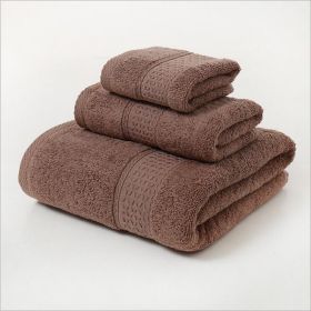 Pure Cotton Plain Broken Covers Long-staple Cotton Three-piece Suit Of Bath Towel (Option: Brown-3pcs Set)