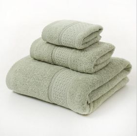 Pure Cotton Plain Broken Covers Long-staple Cotton Three-piece Suit Of Bath Towel (Option: Light Green-3pcs Set)