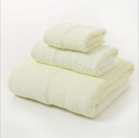 Pure Cotton Plain Broken Covers Long-staple Cotton Three-piece Suit Of Bath Towel (Option: Light Yellow-3pcs Set)