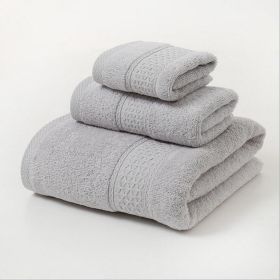 Pure Cotton Plain Broken Covers Long-staple Cotton Three-piece Suit Of Bath Towel (Option: Light Gray-3pcs Set)