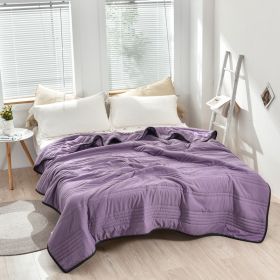 Pure Color Washed Air Conditioner Summer Cooling Thin Single Double Washable Quilt (Option: Purple-180x220)