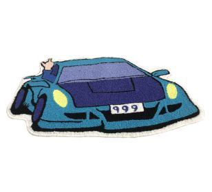 Car Graphic Carpet Non-slip Decorative Floor Mat (Option: Peacock Blue-75x50CM)