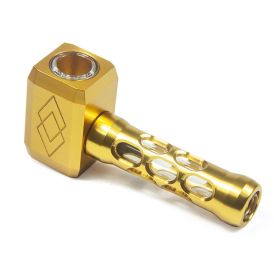 Creative Fashion Hollowed-out Hammer Shape Pipe (Option: Gold-Side With Logo)