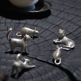 Sterling Silver 999 Tea Pet Ornament Cat And Mouse (Option: 5 Style)