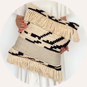 Woven Pillow Cover Made Of Pure Cotton Tassels (Option: Style1-Pillowcase)