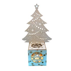 Colorful LED Glowing Cabin Christmas Tree White Embryo DIY Gift Window Decoration (Option: Wooden Color)