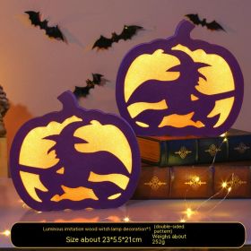 Halloween Pumpkin Lamp Children's Portable Lantern Luminous Ornaments Kindergarten Scene Decorative Ornaments Desktop (Option: Witch Lamp)