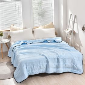 Pure Color Washed Air Conditioner Summer Cooling Thin Single Double Washable Quilt (Option: Sky Blue-100x150cm)