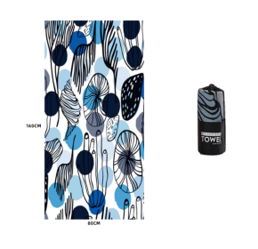 Printed Swim Microfiber Beach Towel (Option: Deep lake blue lotus leaf-80x160cm printed storage bag)