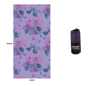 Printed Swim Microfiber Beach Towel (Option: Amethyst flower-80x160cm printed storage bag)