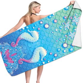 Microfiber Variety Bath Towel Towel Sea Stand Holiday Rectangular Sand Shawl 3D Printing (Option: Mermaid5-80x160cm)