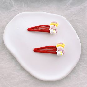 Children's Fashion Simple Christmas Hair Clip (Option: 32 Red BB Clip Pink Snowman 1)