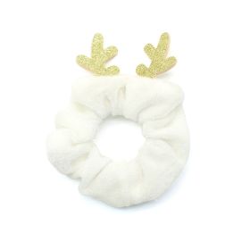 Christmas Cute Deer Horn Large Intestine Hair Ring (Color: White)