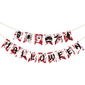 Home Halloween Holiday Party Decorated Hangtag (Option: Hanging Flag White E Style)