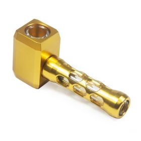 Creative Fashion Hollowed-out Hammer Shape Pipe (Option: Gold-Side Without Logo)