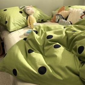 Green Polka Dot All Cotton Pure Cotton Artistic 15 M18 M Bed Four-piece Set (Option: Polka Dot Green-1.2m three piece suit)