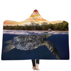 New Ocean Turtle Series Hooded Blanket Cape (Option: 7style-130x150cm)