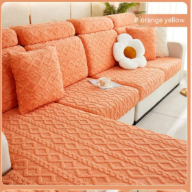 Stretch Slipcover And Fleece Slipcover Cover (Option: Orangeyellow-Pillowcase)