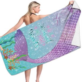 Microfiber Variety Bath Towel Towel Sea Stand Holiday Rectangular Sand Shawl 3D Printing (Option: Mermaid2-80x160cm)