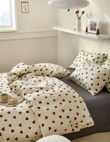 Green Polka Dot All Cotton Pure Cotton Artistic 15 M18 M Bed Four-piece Set (Option: Love Pink-1.2m three piece suit)