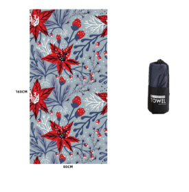 Printed Swim Microfiber Beach Towel (Option: Lead grey safflower-80x160cm printed storage bag)