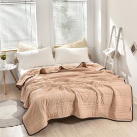 Pure Color Washed Air Conditioner Summer Cooling Thin Single Double Washable Quilt (Option: Camel-100x150cm)