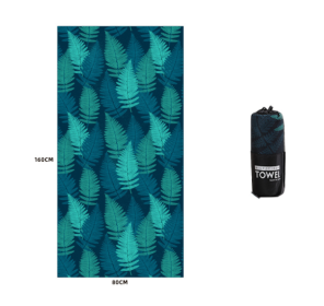 Printed Swim Microfiber Beach Towel (Option: Middle lake blue conifer-80x160cm Round mesh bag)