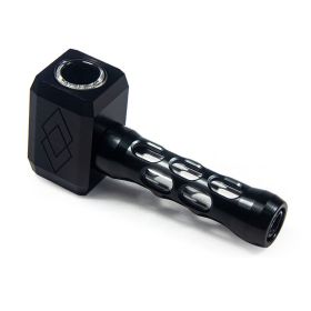 Creative Fashion Hollowed-out Hammer Shape Pipe (Option: Black-Side With Logo)