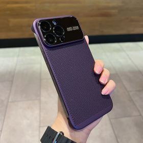 Phone Case Large Window Heat Dissipation Net Frameless (Option: Dark Purple-IPhone13ProMax)