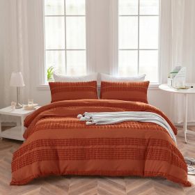 Home Textile Quilt Cover Three-piece Bedding Set Solid Color Cut Flower Quilt Cover Set (Option: Brick Red-USQUEEEN Width 229 Length 229)